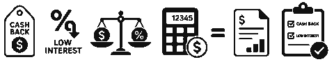 Cash back low interest calculator icons